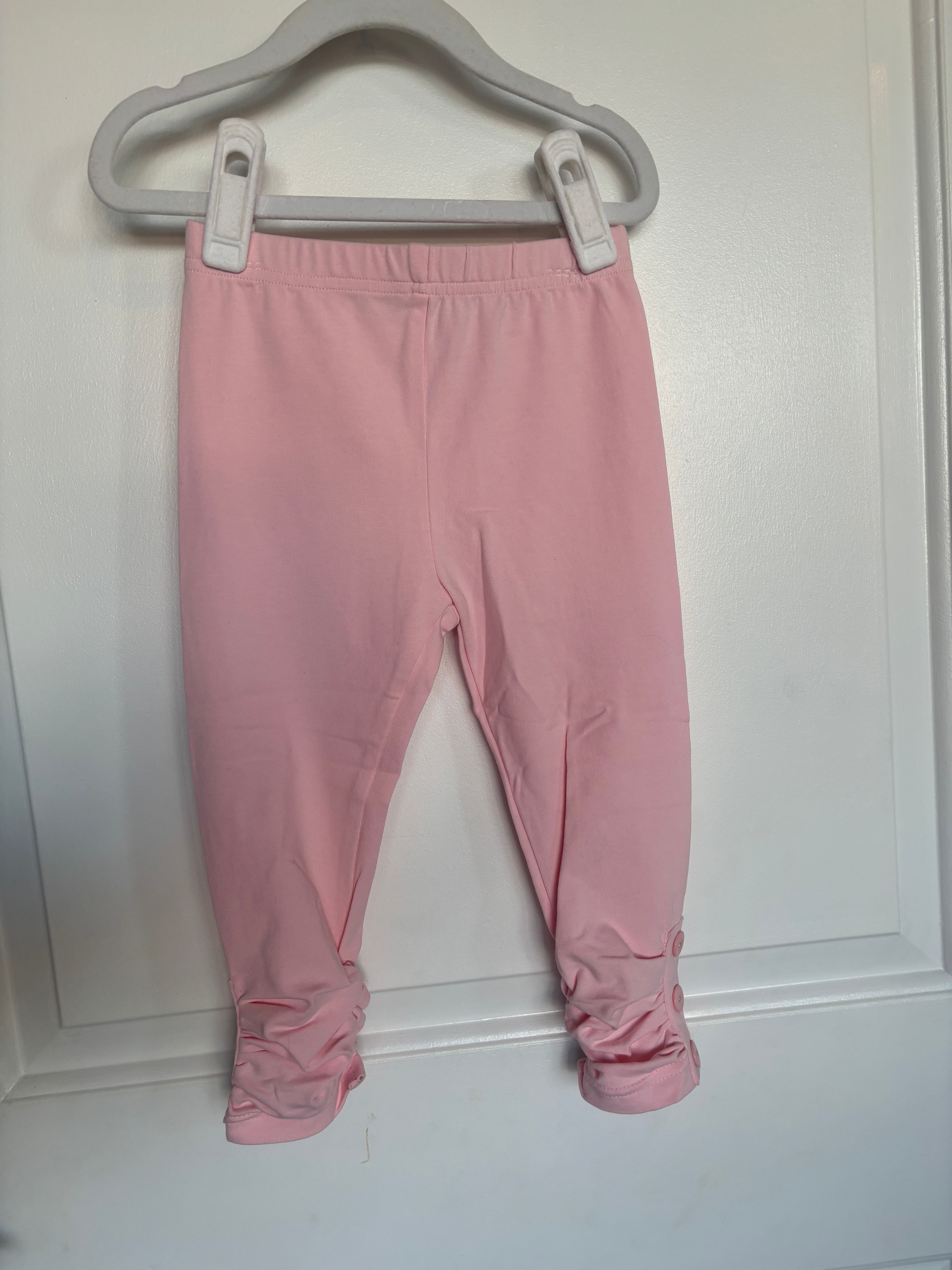 Pink Knit Ruched Girls Leggings