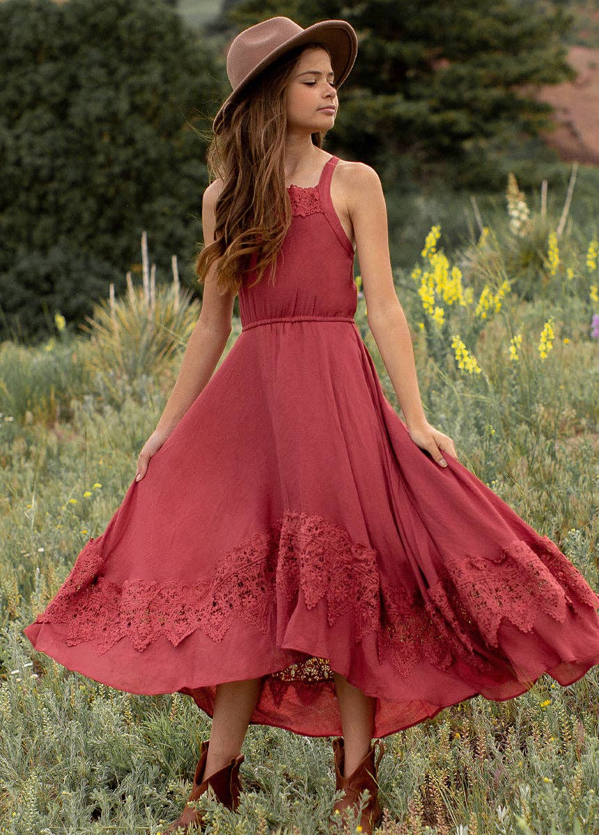 Joyfolie - Kid's Kat Maxi Dress in Red Clay