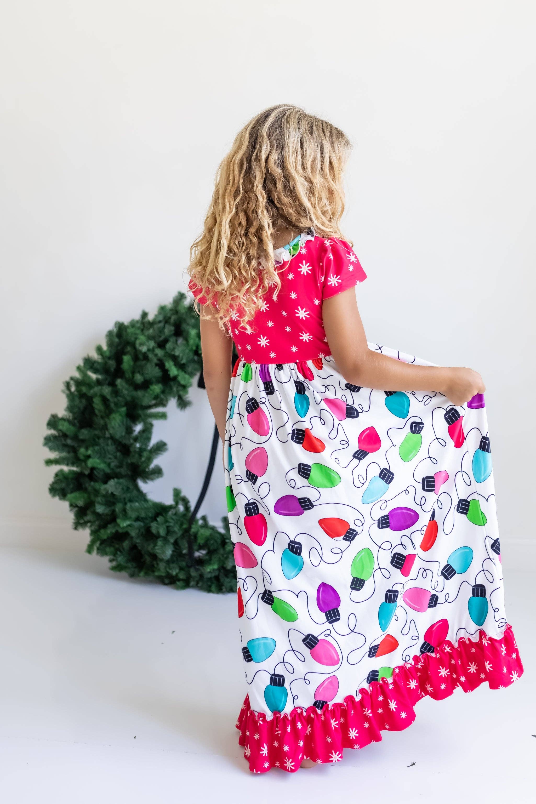 Oopsie Daisy - Kids Christmas Holiday Lights Ruffle Lounge Play Gown