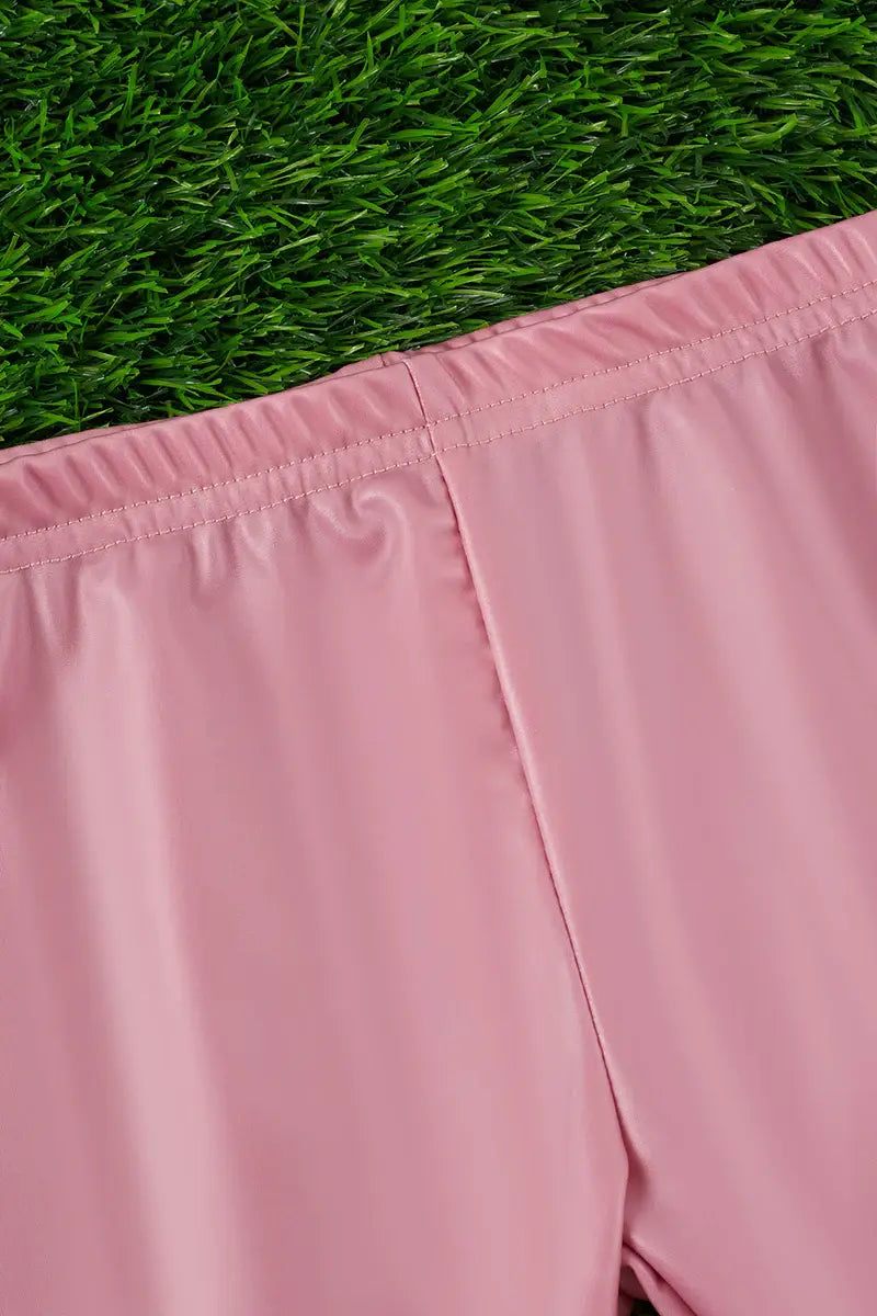 Blush Faux Leather Double Layer Bottoms