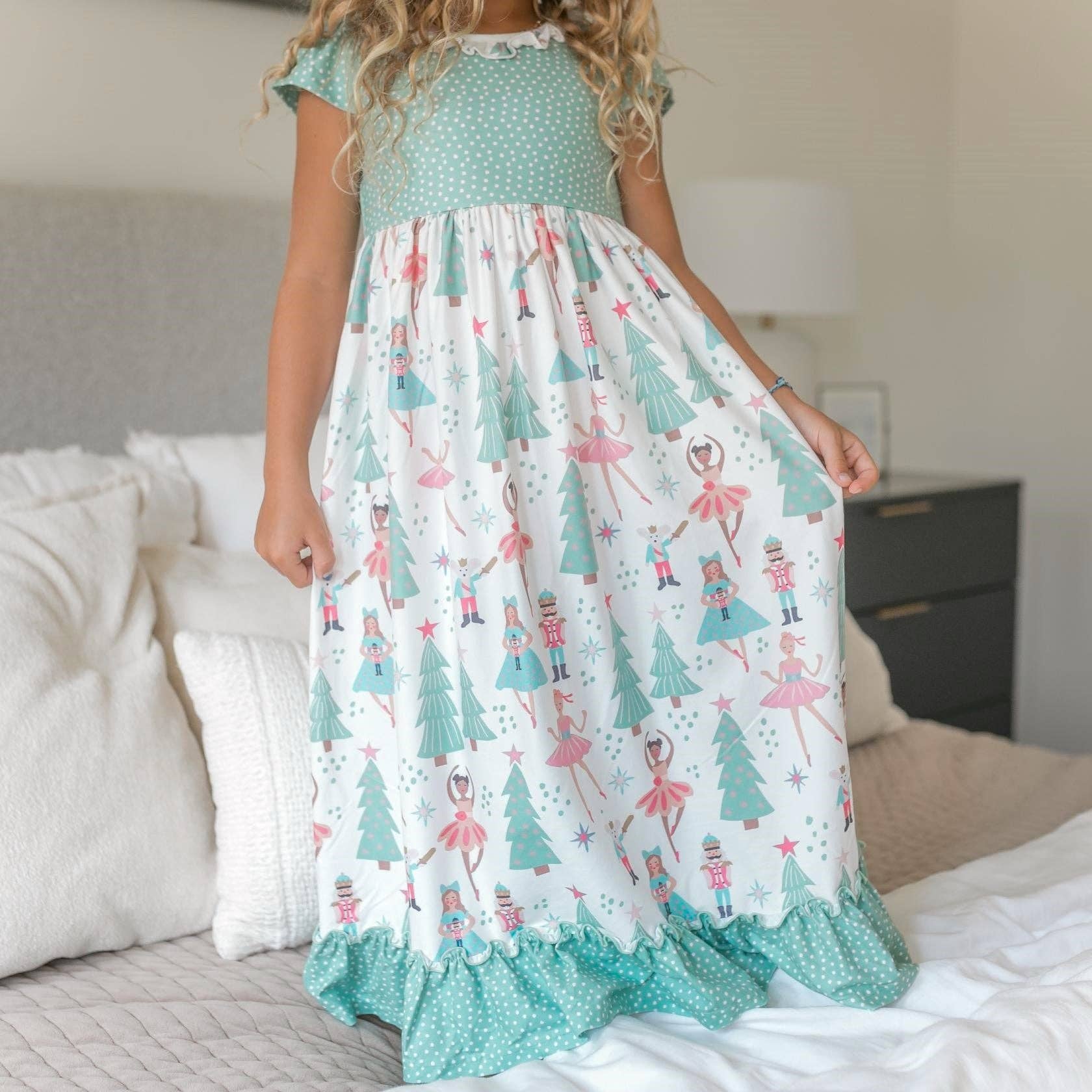Oopsie Daisy - Kids Christmas Holiday Nutcracker Ruffle Lounge Play Gown
