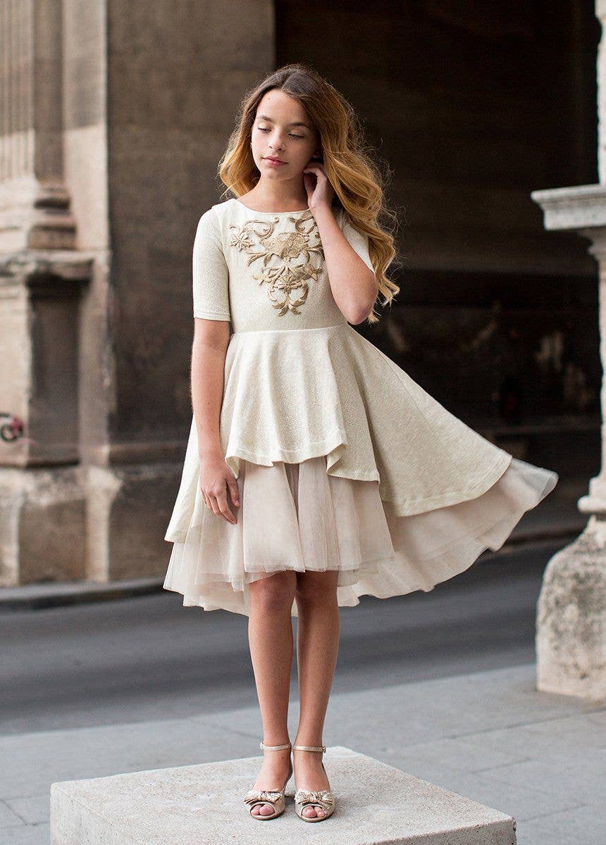 Joyfolie - Kid's Roselyn Petticoat Dress in Gold