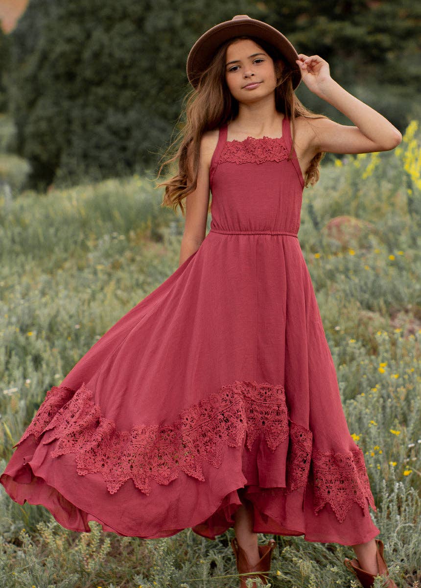 Joyfolie - Kid's Kat Maxi Dress in Red Clay