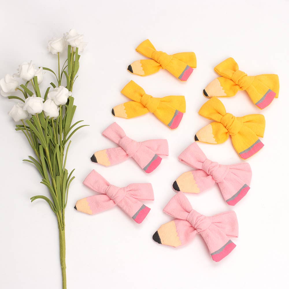 Little Trendy - Back to school Hair Bow Clip Cute Pencil Bows Clips for Girl
