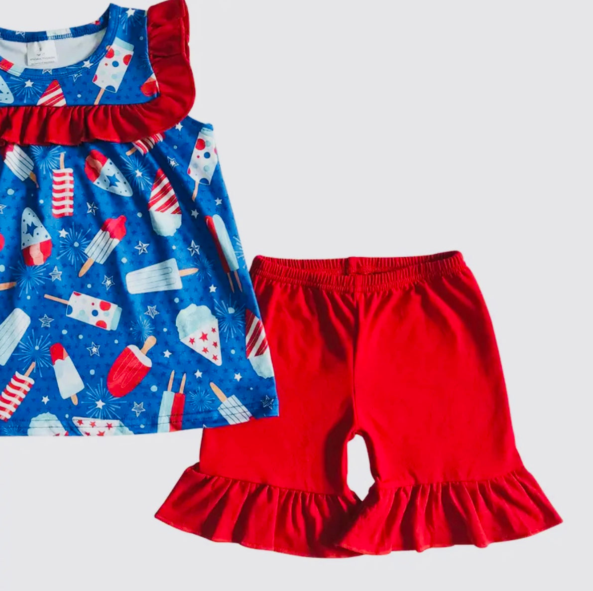Baby Girls 4th of July Popsicles Tunic Ruffle Shorts Set