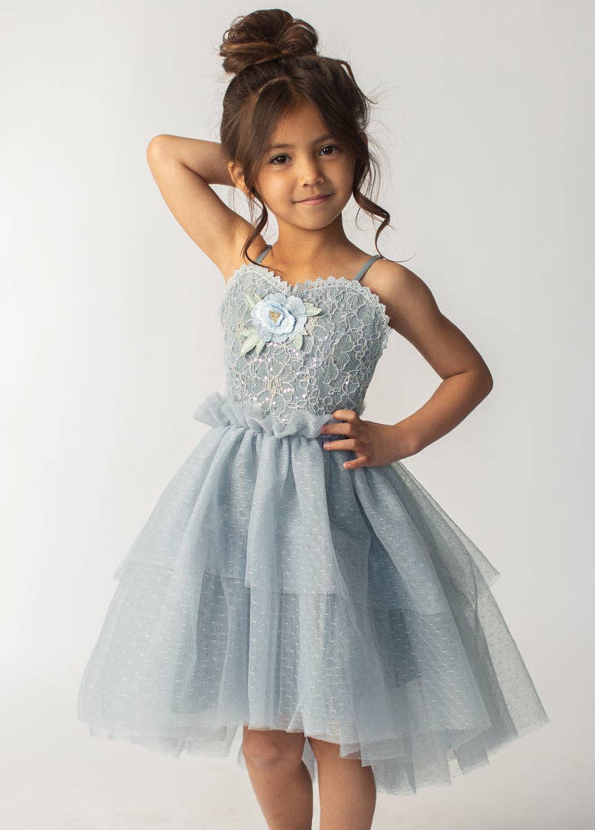 Joyfolie - Toddler Aryana Dress in Blue Smoke