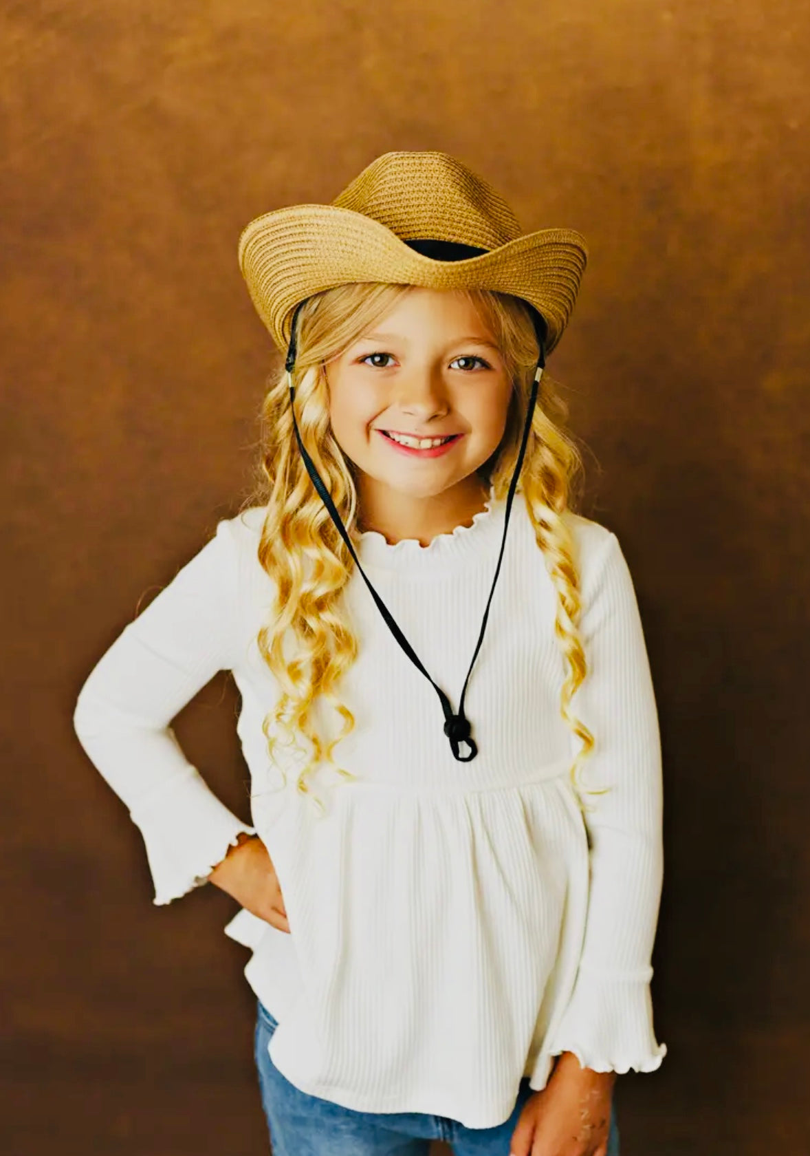 Kids White Long Sleeve Lettuce Trim Ribbed Shirt