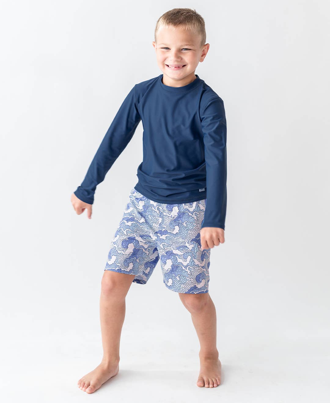 RuffleButts + RuggedButts - Boys Navy Long Sleeve Rash Guard