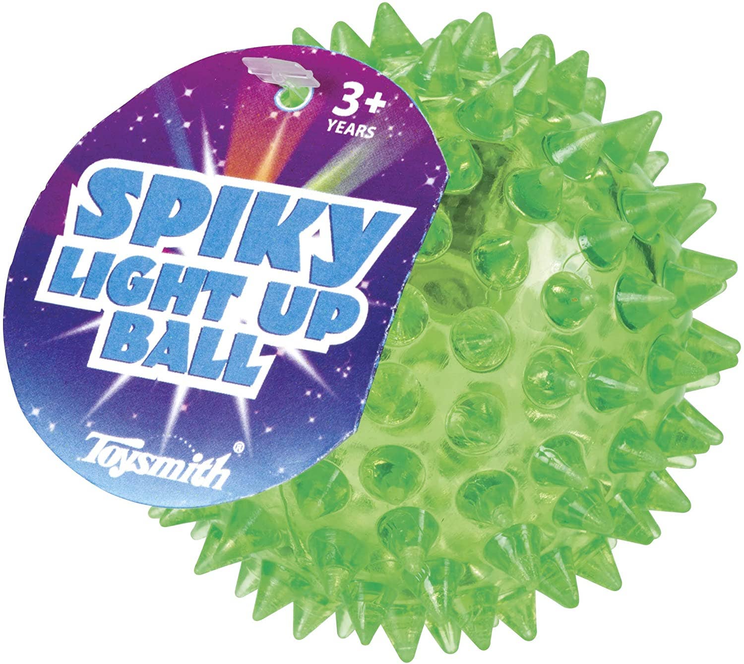 Toysmith - Flashing Spiky Ball, Bouncy, Squeezy, Tactile Toy