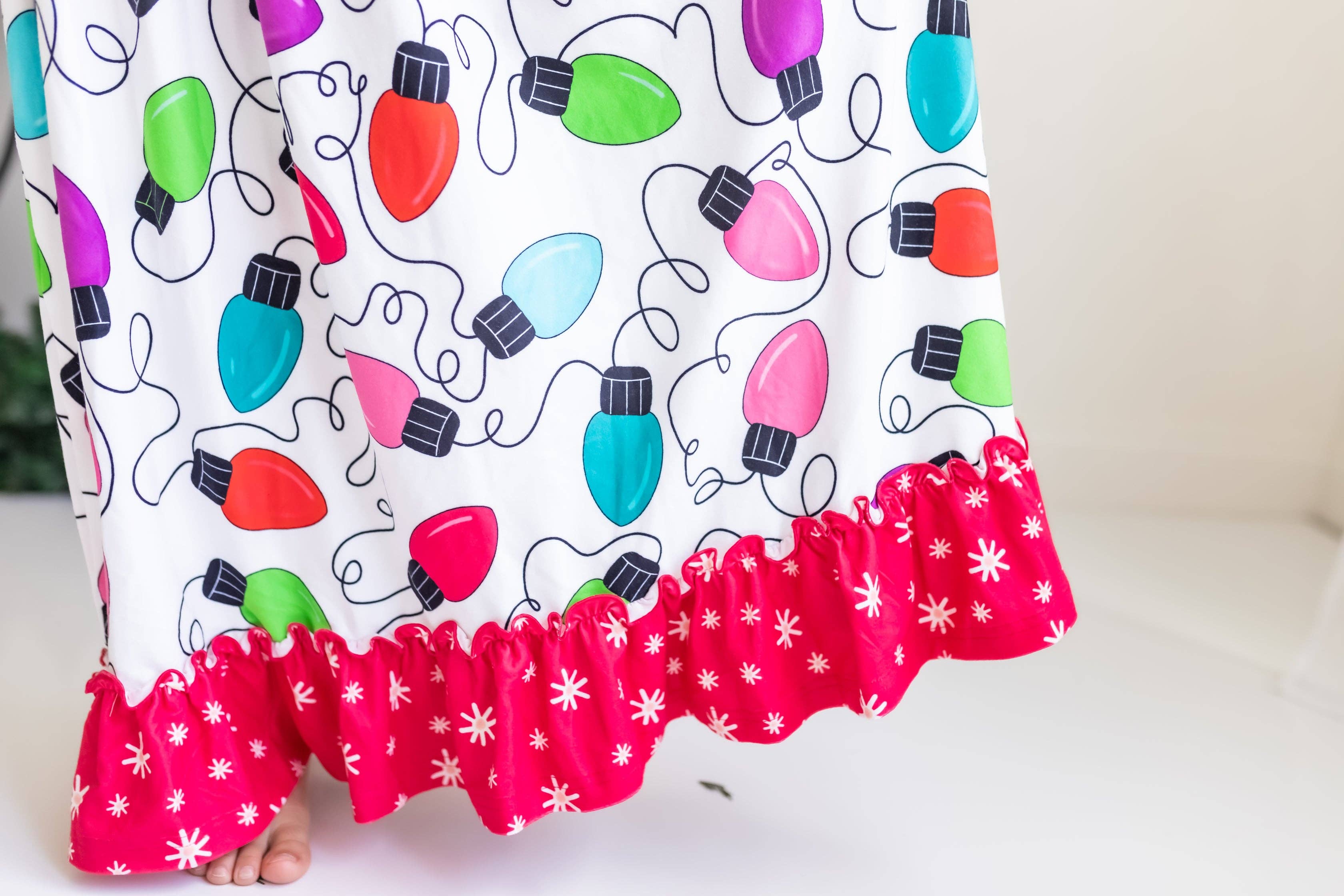Oopsie Daisy - Kids Christmas Holiday Lights Ruffle Lounge Play Gown