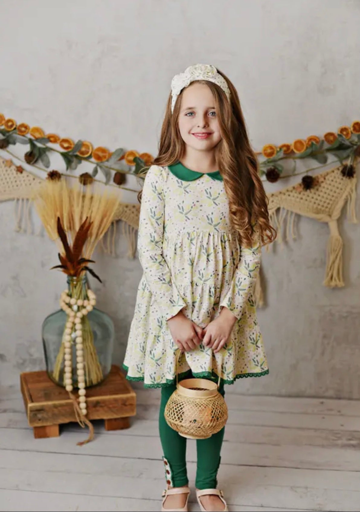 Girl Fall Holiday Dress & Legging Set