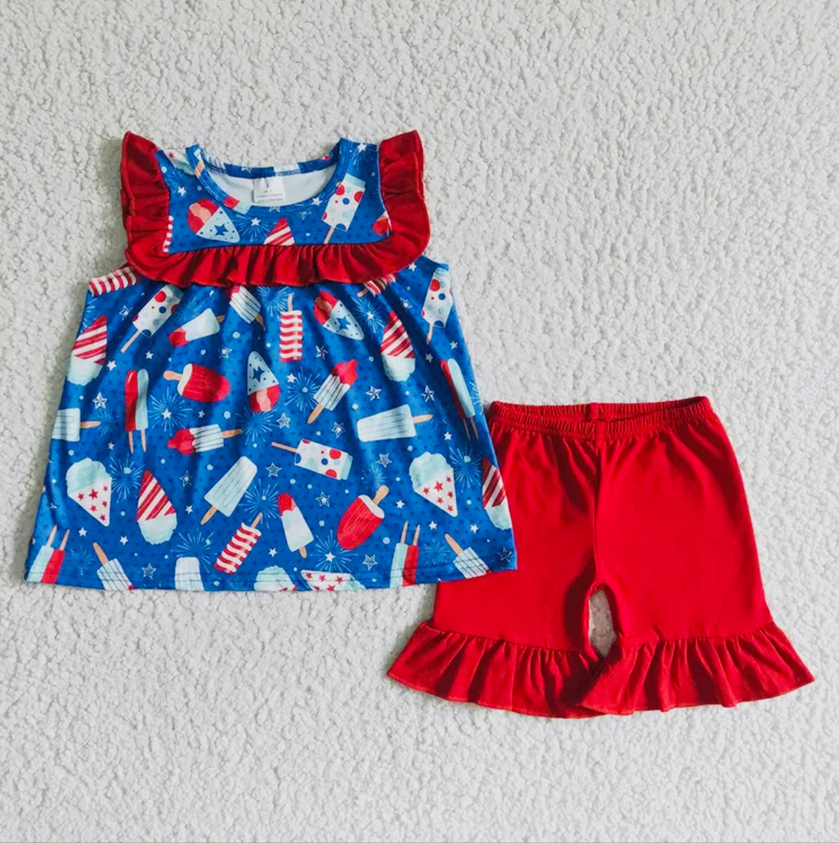 Baby Girls 4th of July Popsicles Tunic Ruffle Shorts Set