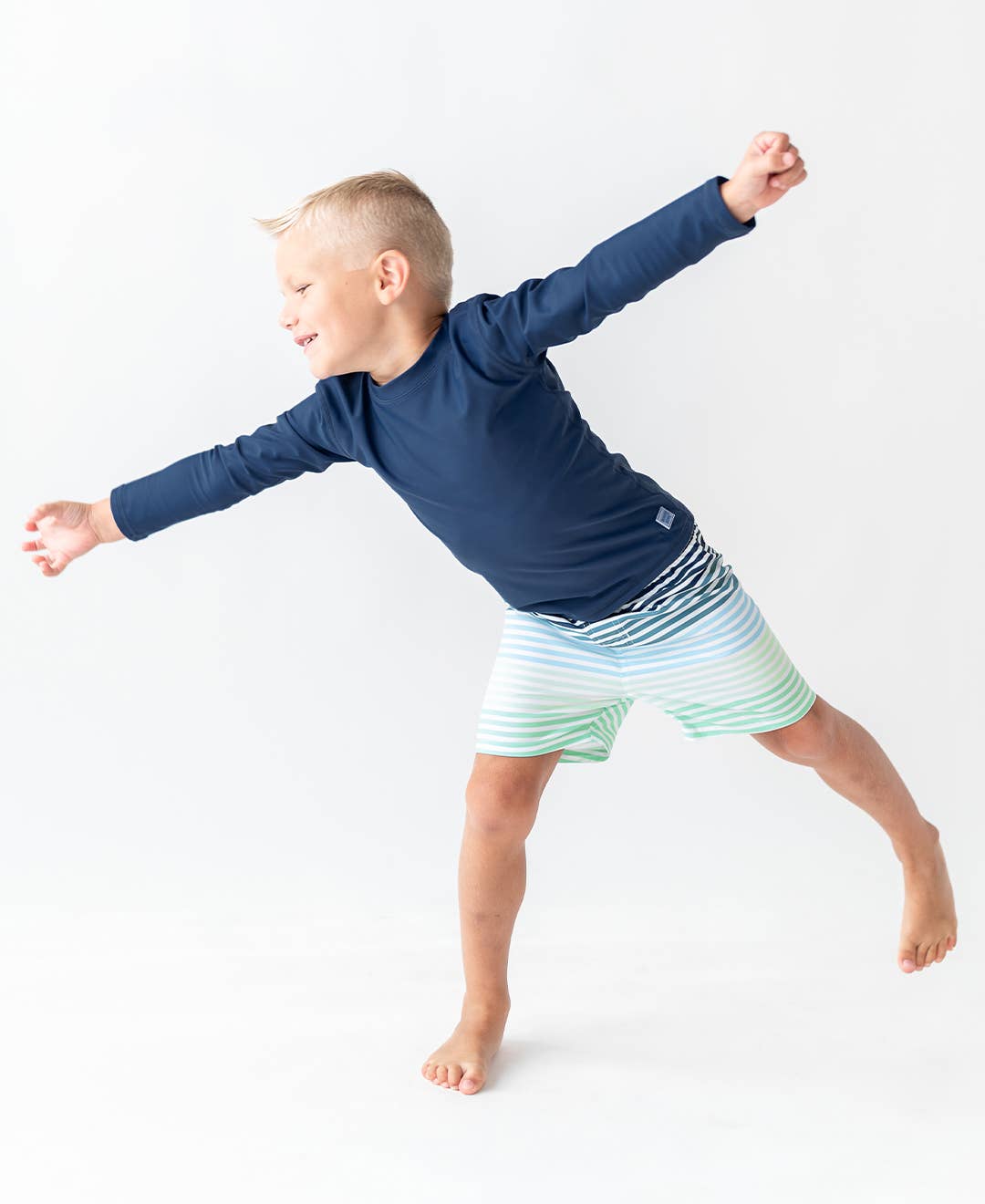 RuffleButts + RuggedButts - Boys Navy Long Sleeve Rash Guard
