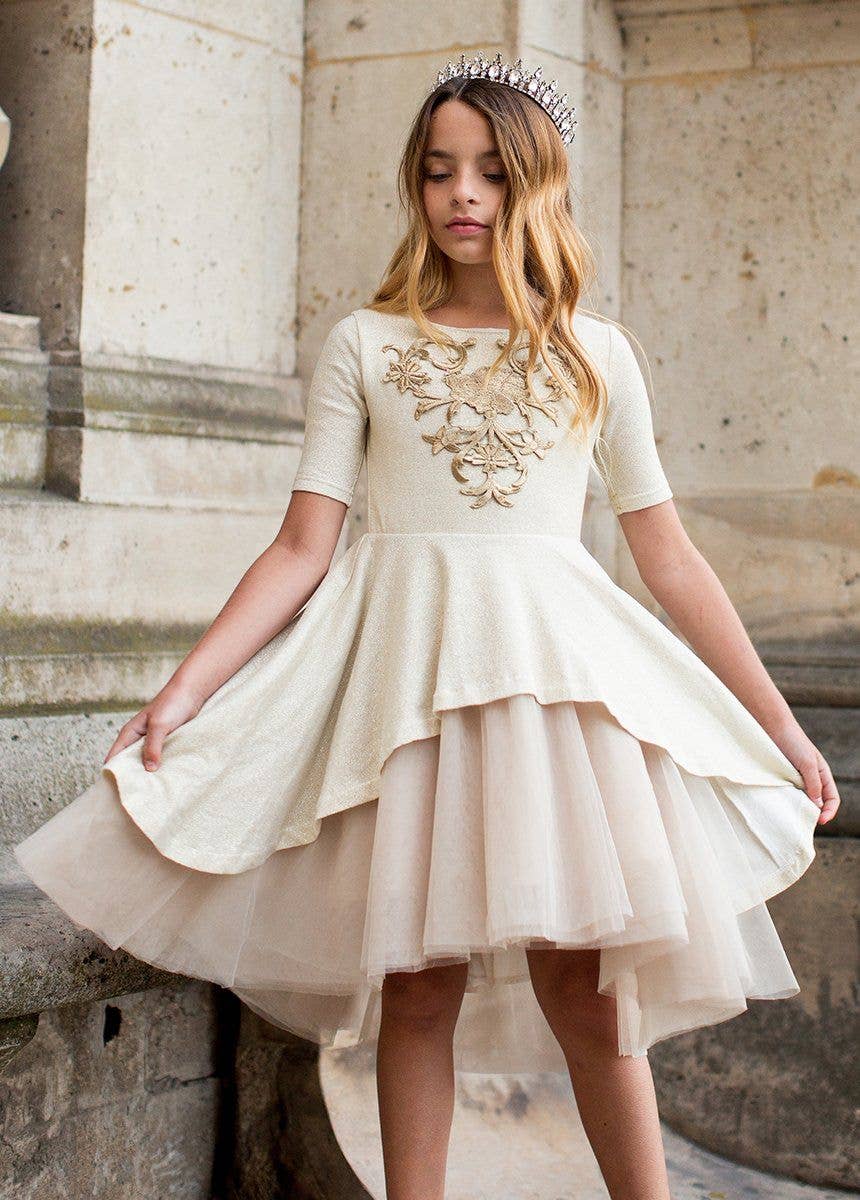 Joyfolie - Kid's Roselyn Petticoat Dress in Gold