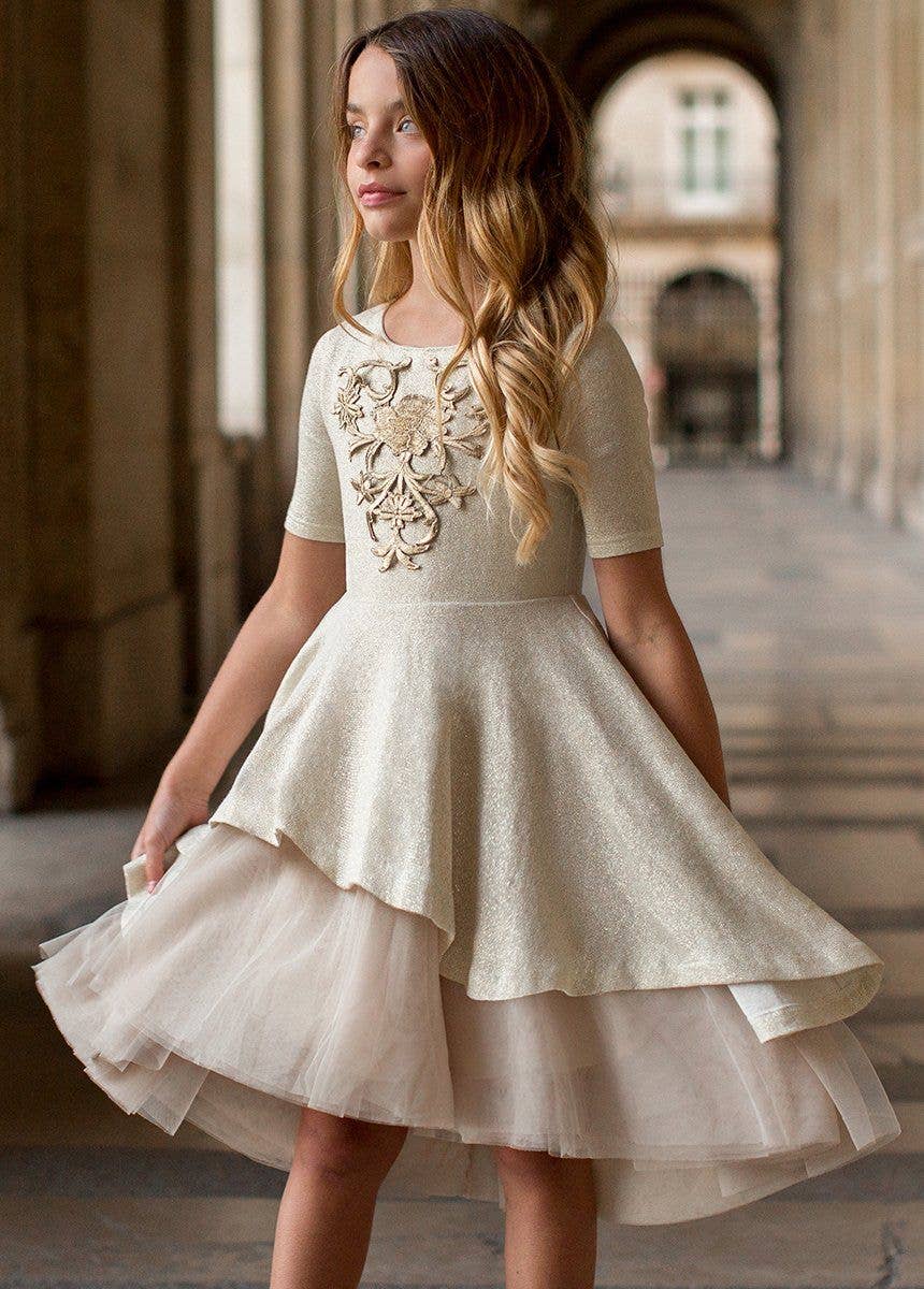 Joyfolie - Toddler Roselyn Petticoat Dress in Gold