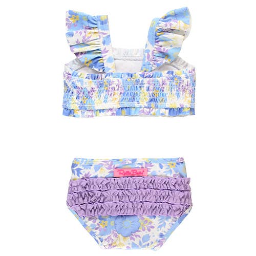 RuffleButts + RuggedButts - Girls Pristine Blooms Smocked Bikini 2-Piece Swimsuit