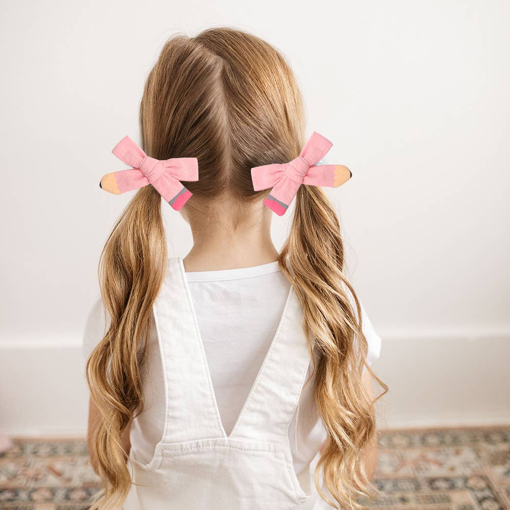 Little Trendy - Back to school Hair Bow Clip Cute Pencil Bows Clips for Girl