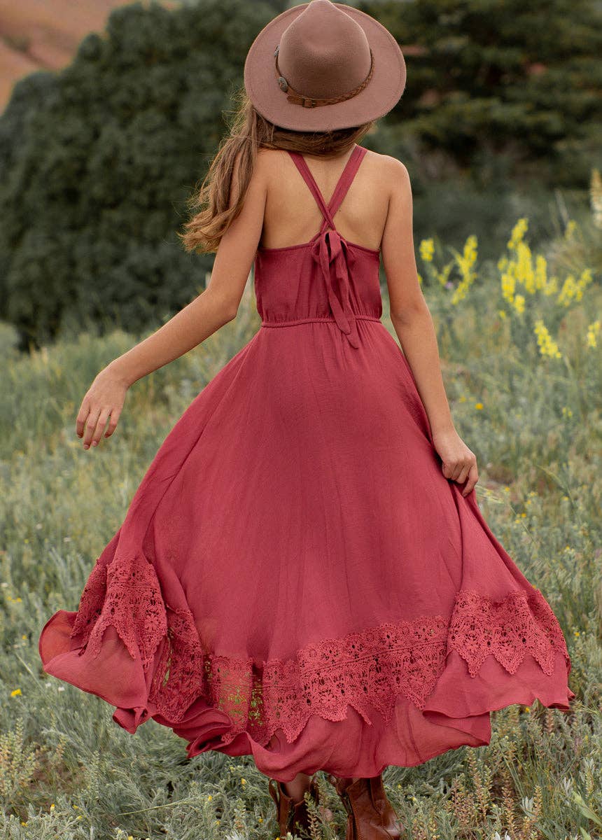 Joyfolie - Kid's Kat Maxi Dress in Red Clay