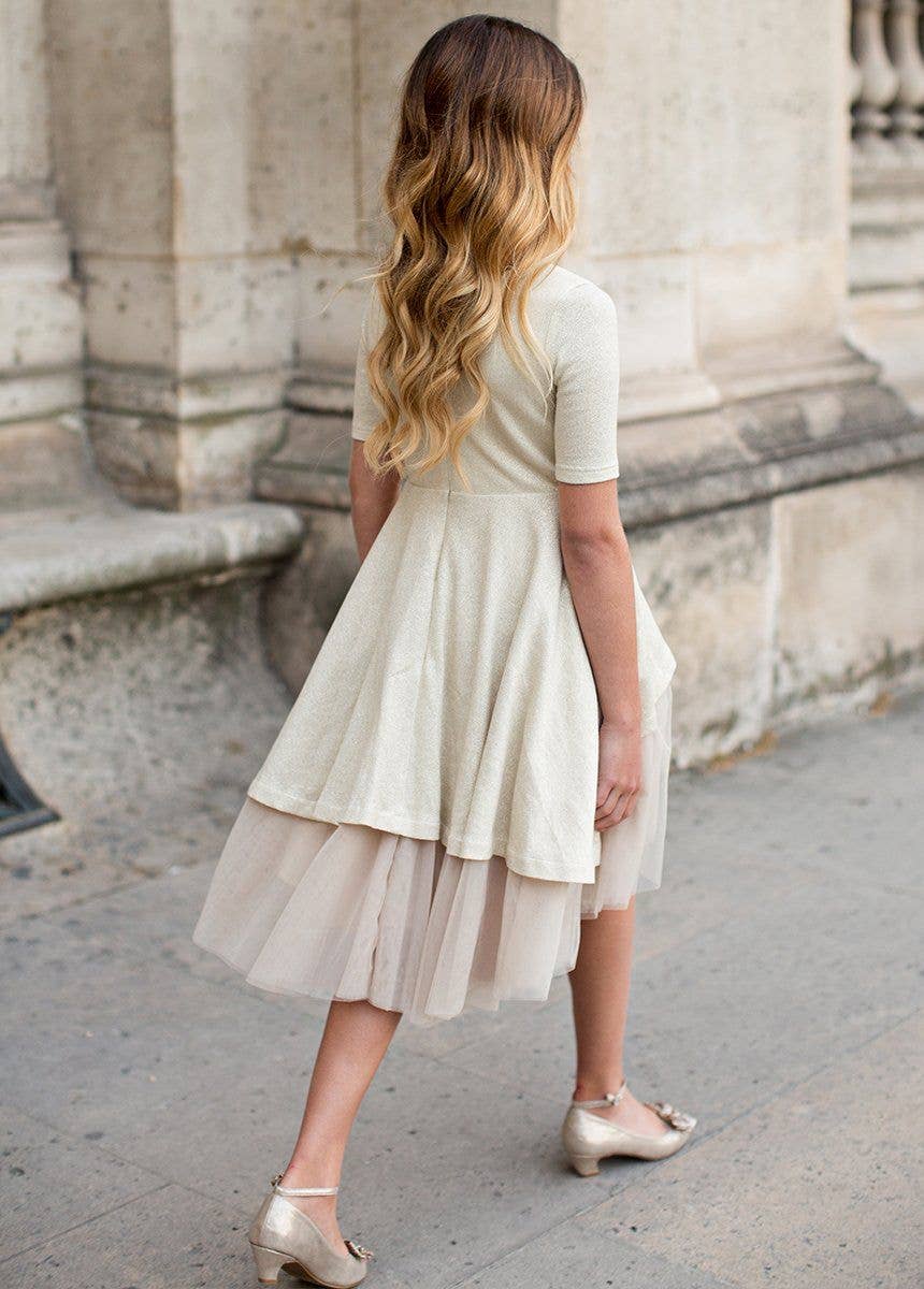 Joyfolie - Kid's Roselyn Petticoat Dress in Gold