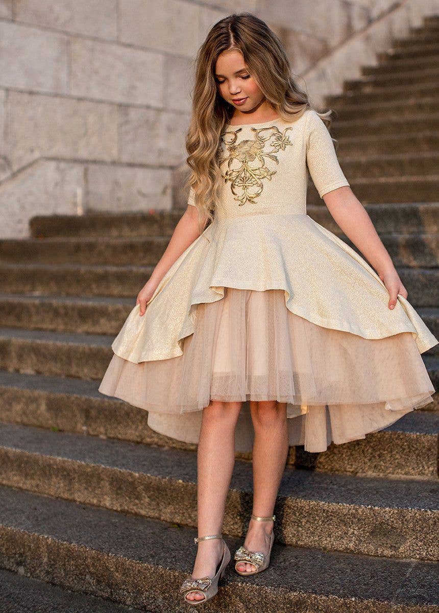 Joyfolie - Kid's Roselyn Petticoat Dress in Gold