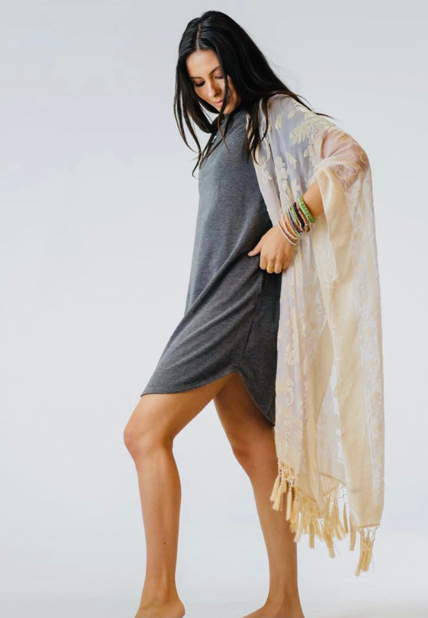 Crushin On You Velvet Kimono-Nude