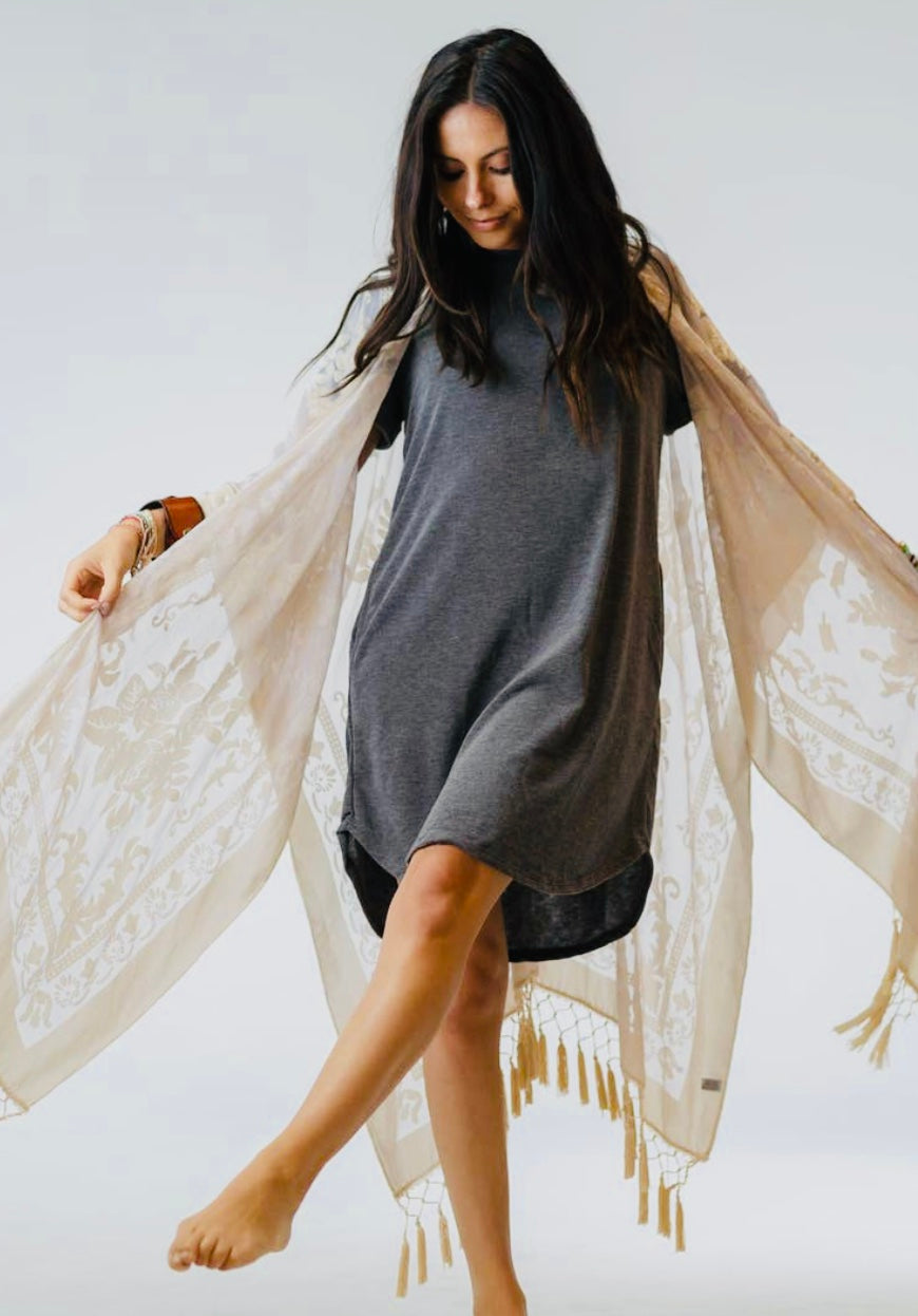 Crushin On You Velvet Kimono-Nude