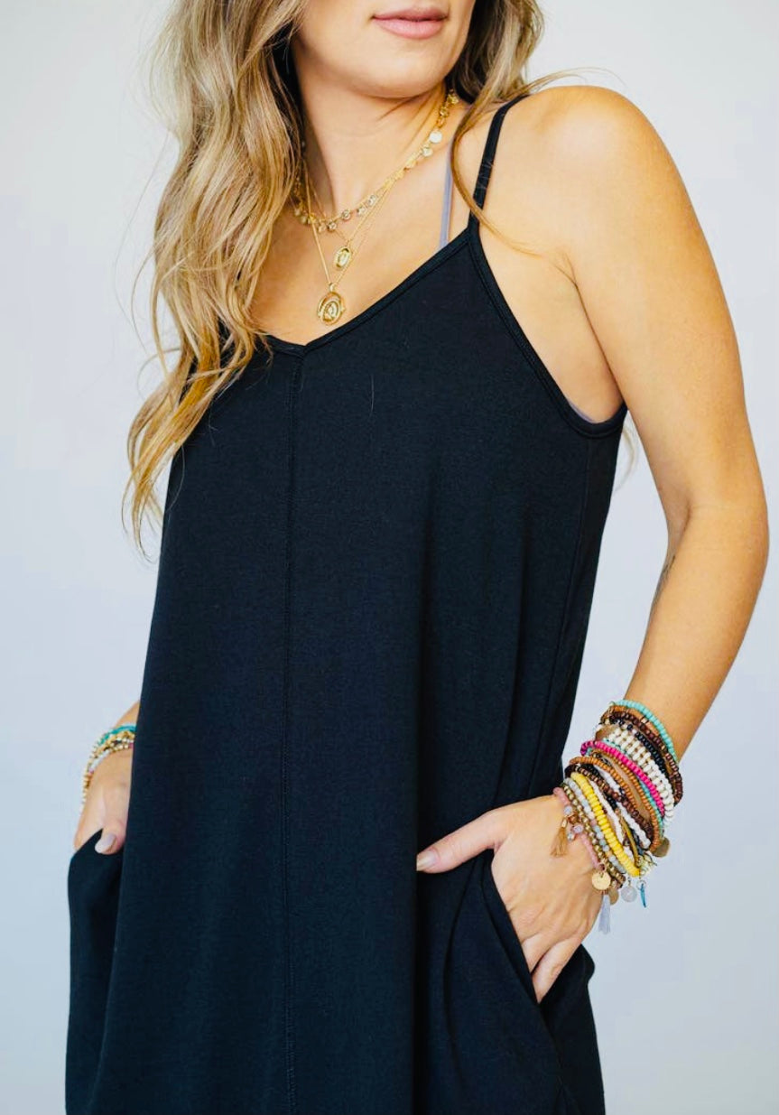 Perfect Round Hem Bralette Maxi Dress-Black