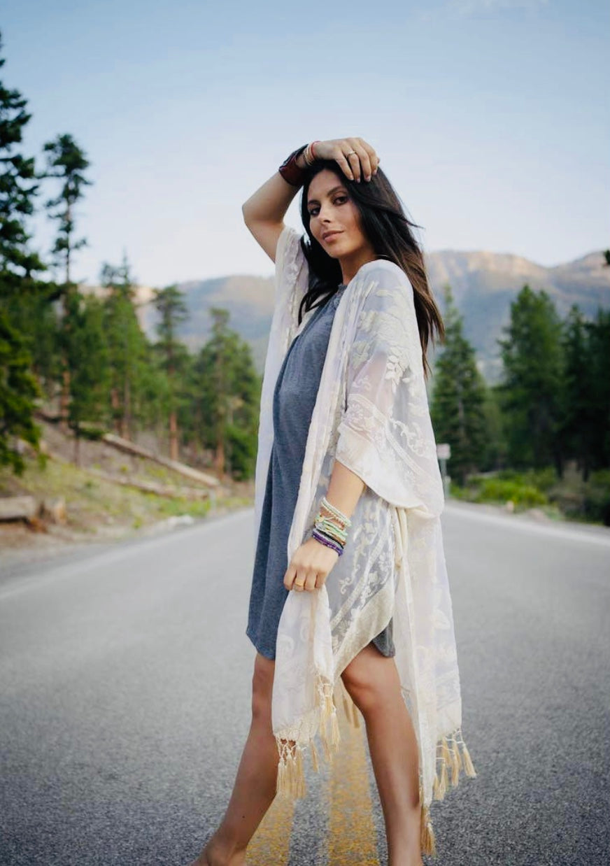 Crushin On You Velvet Kimono-Nude