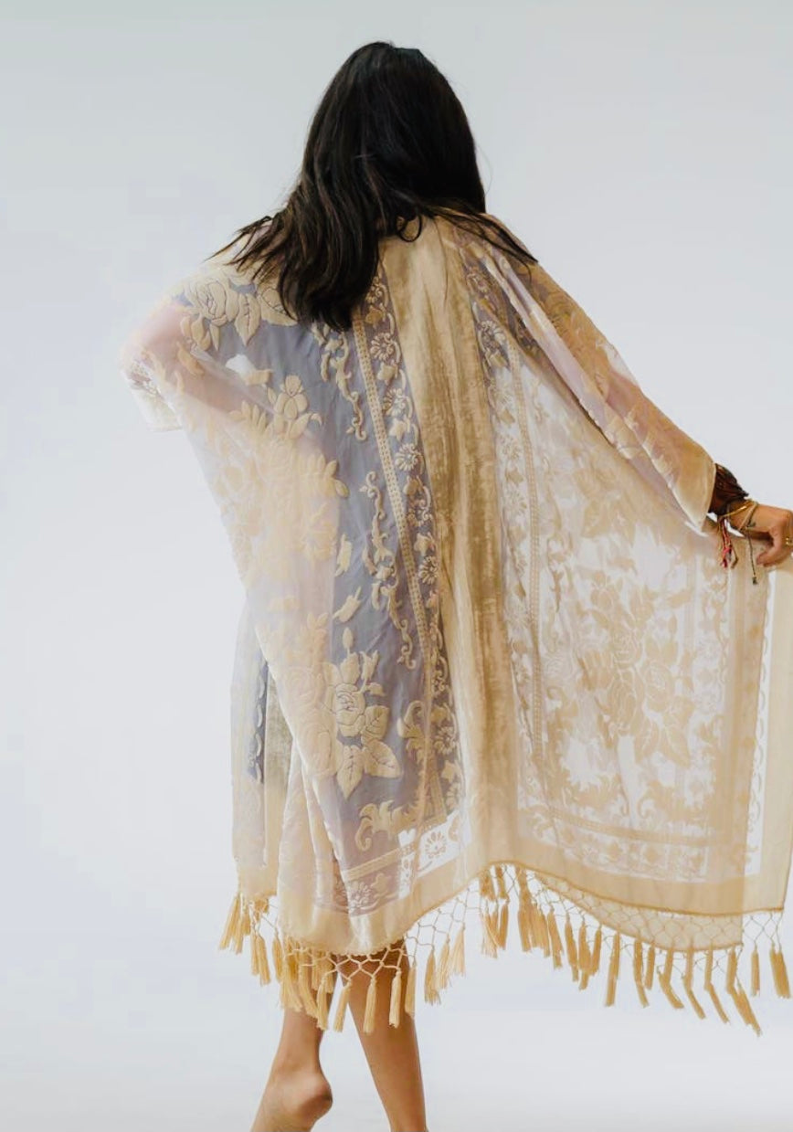 Crushin On You Velvet Kimono-Nude