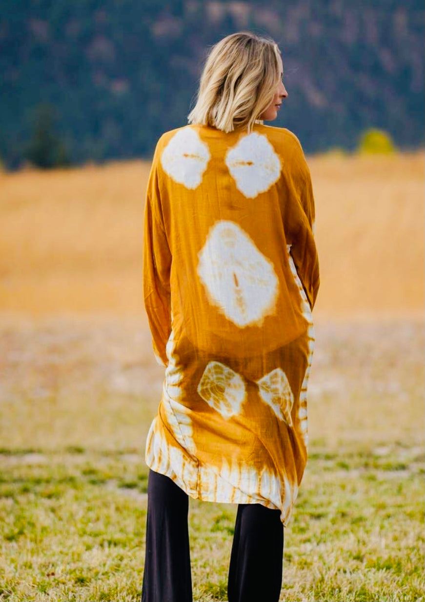 Spellbound Tie Dye Kimono-Mustard