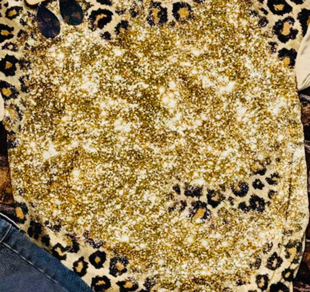 Faith Leopard Glitter Bleached O-neck T-shirt