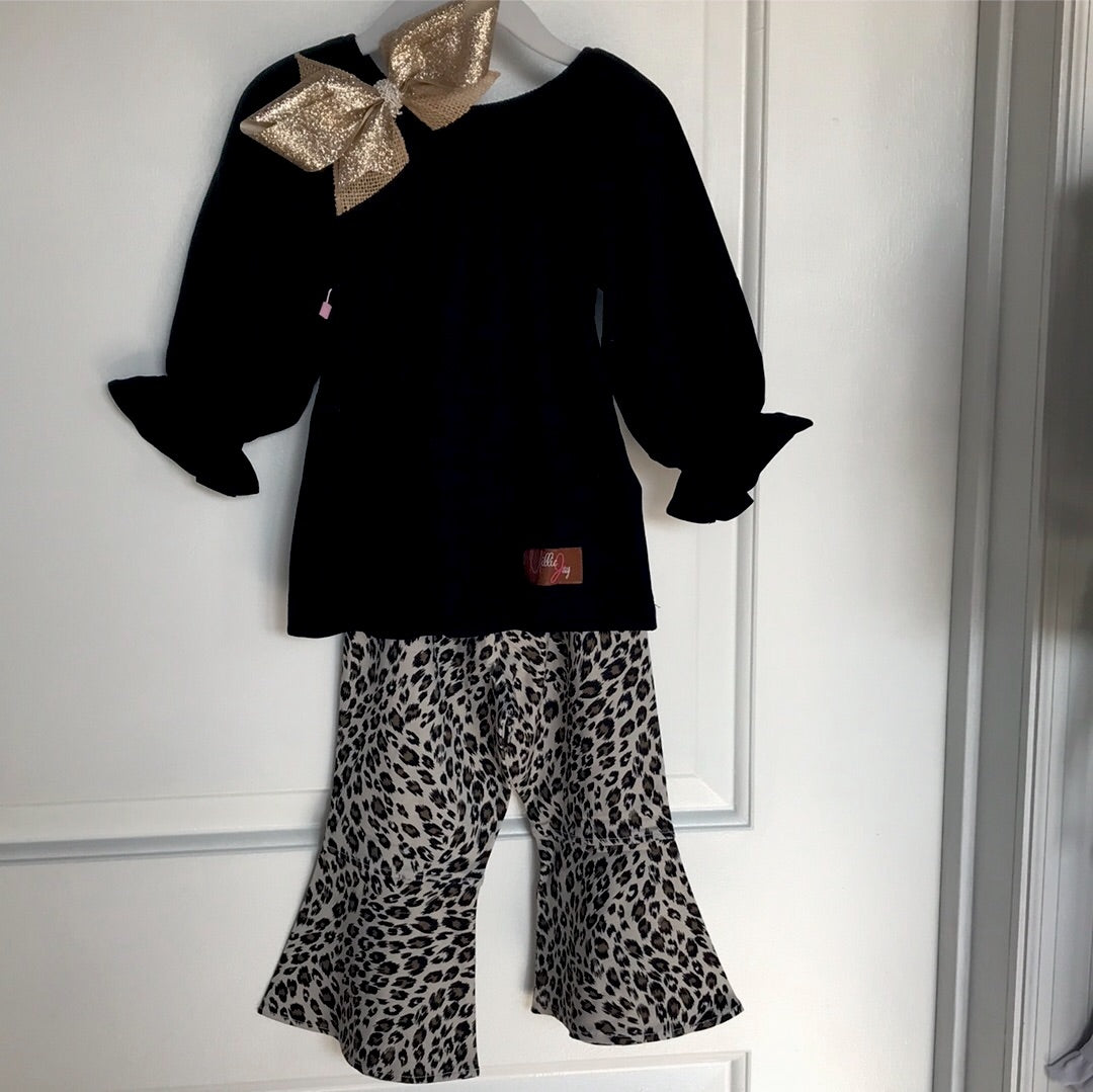 Leopard Bell Bottom Pant Set