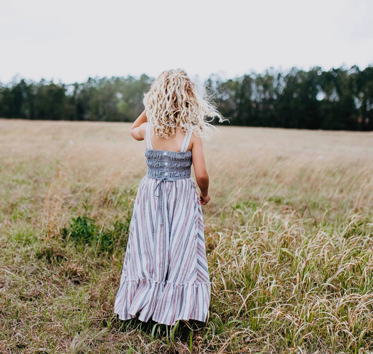 Pink Denim Stripe Maxi Dress