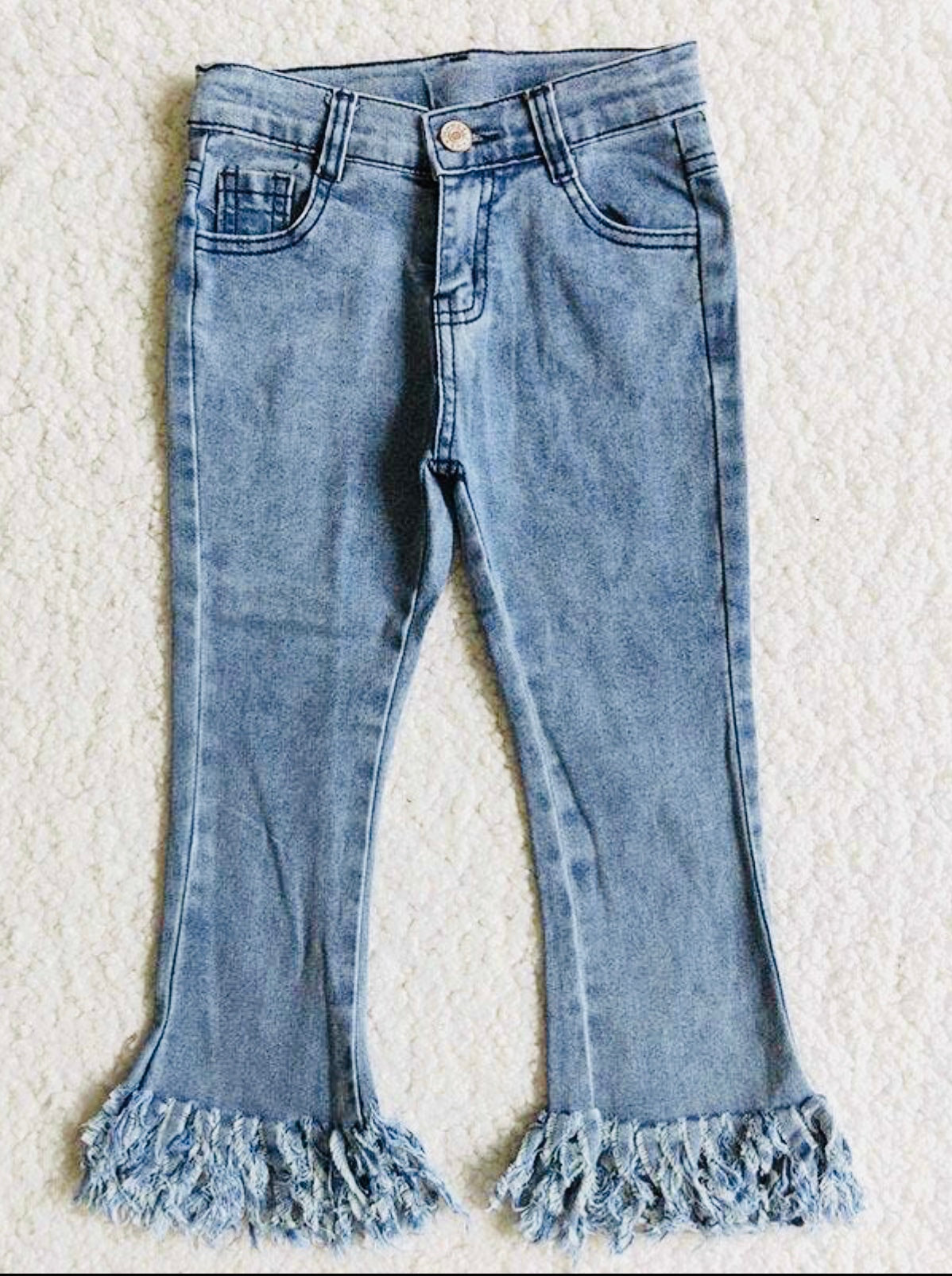Girls Tassel Denim Pants