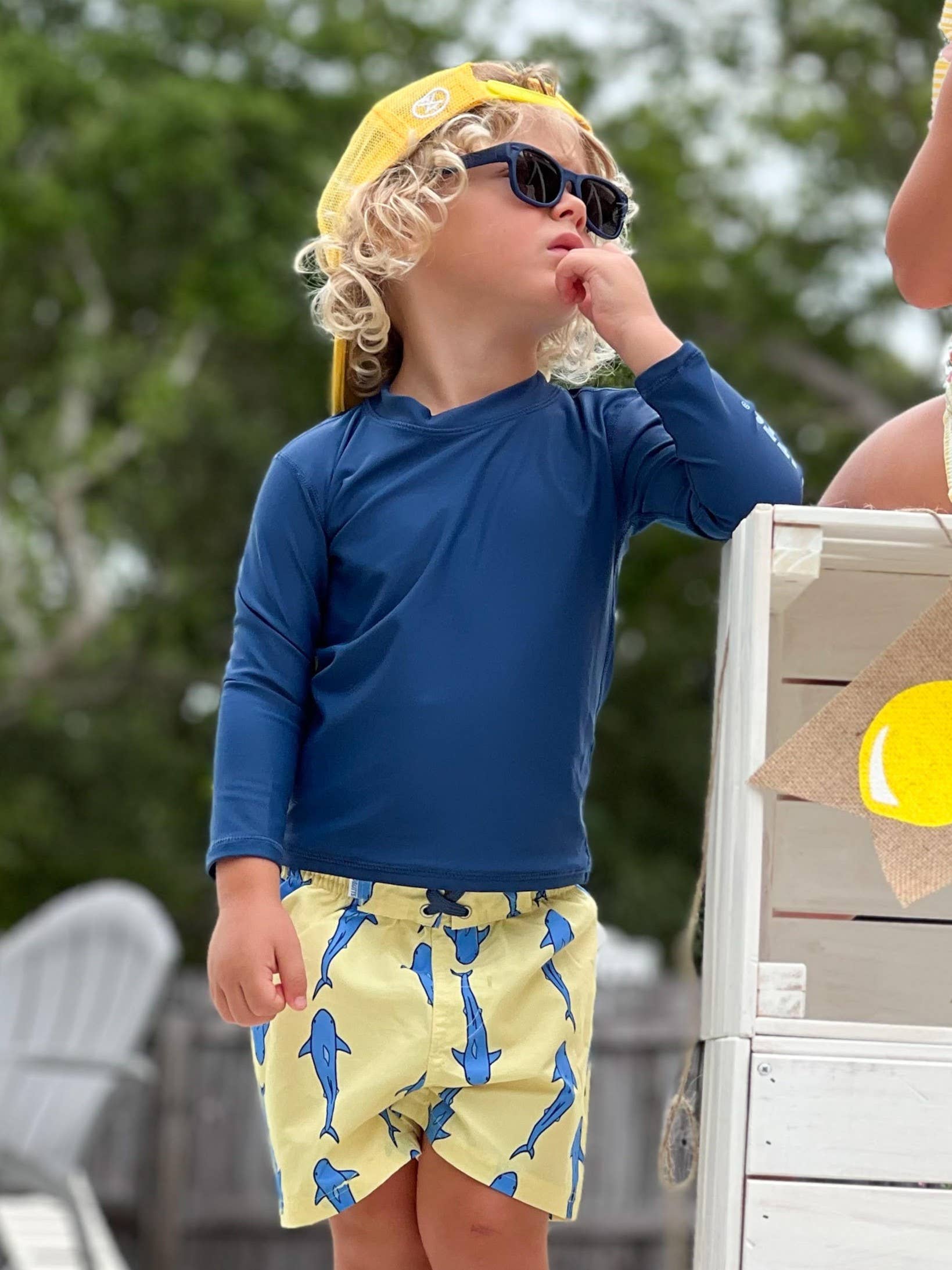 RuffleButts + RuggedButts - Boys Jawsome Shark Swim Trunks