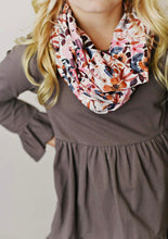 Load image into Gallery viewer, Kids￼ Hi-Lo Gray &amp; Autumn Floral Print 3 Piece Scarf Fall Set￼
