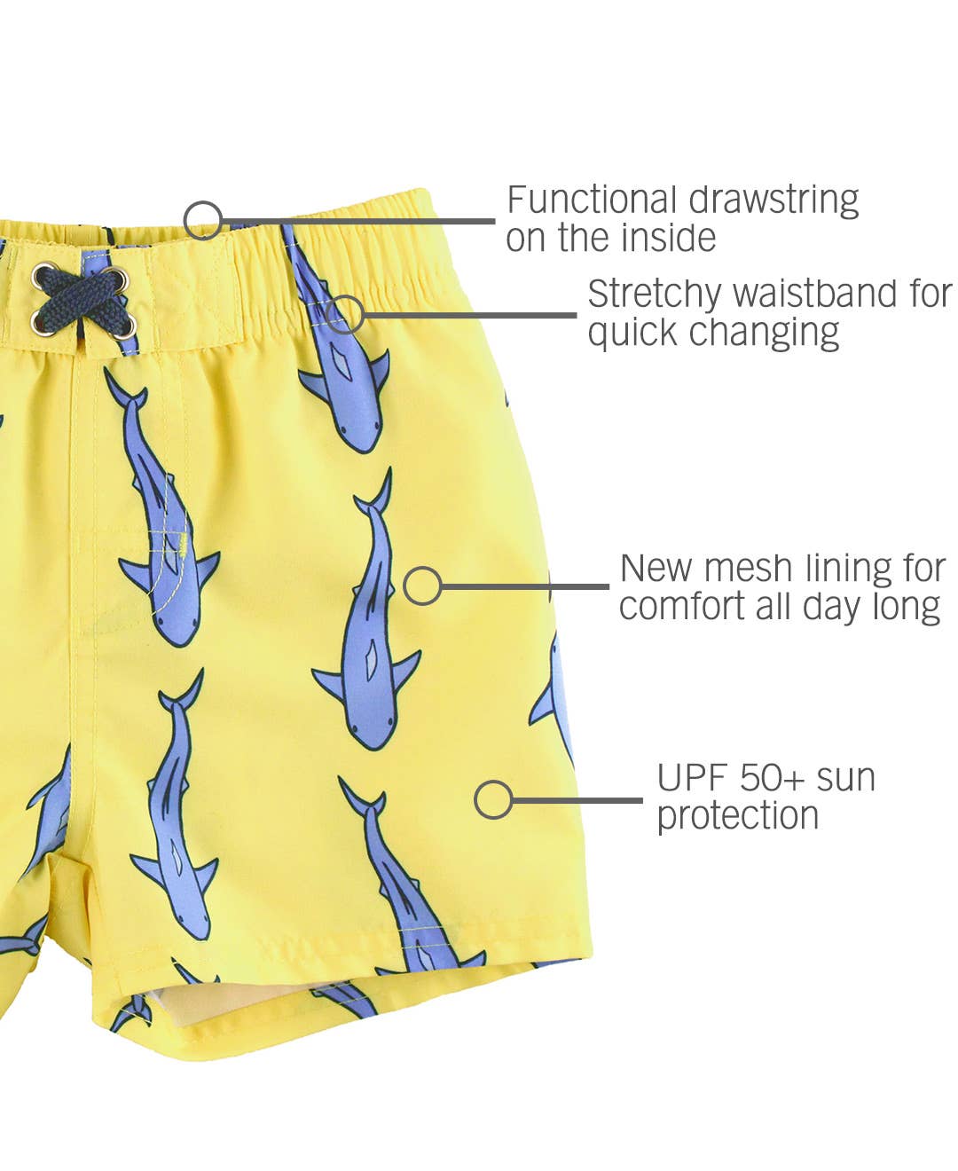 RuffleButts + RuggedButts - Boys Jawsome Shark Swim Trunks