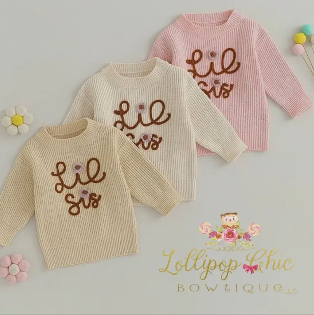 Girls “Little Sis” Sweater