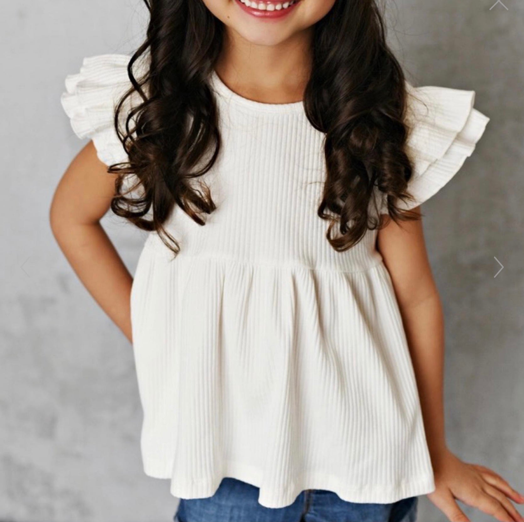 Girls Double Ruffle Flutter Sleeve Shirt
