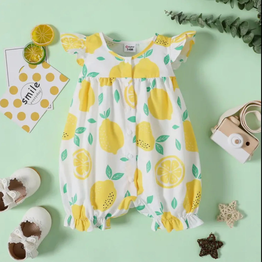 Baby Girl Allover Yellow Plaid/Lemon Snap Romper