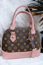 Load image into Gallery viewer, Brown Star Printed Purse With Pink Trim
