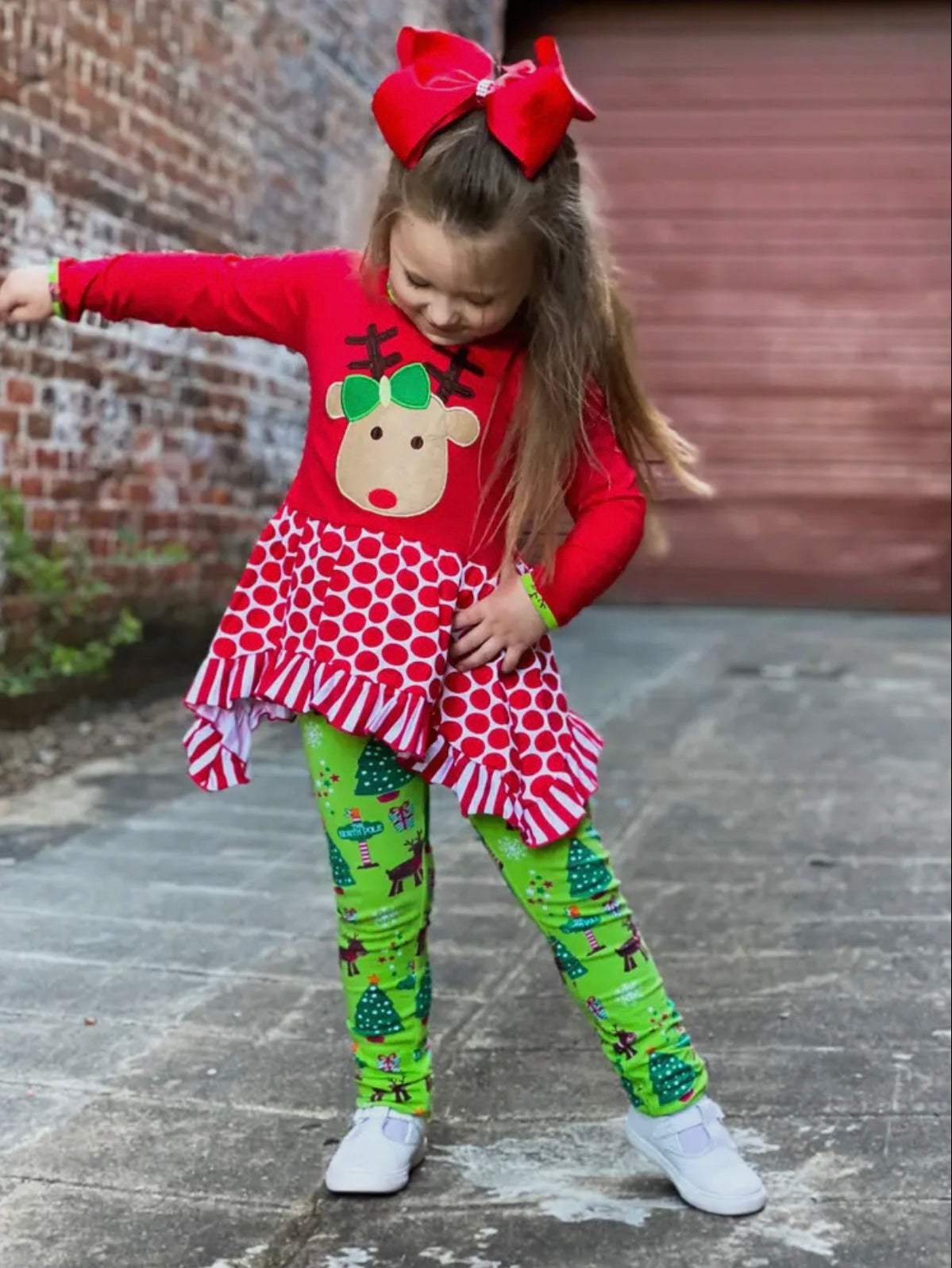 Christmas Reindeer Tunic and Holiday Legging Set