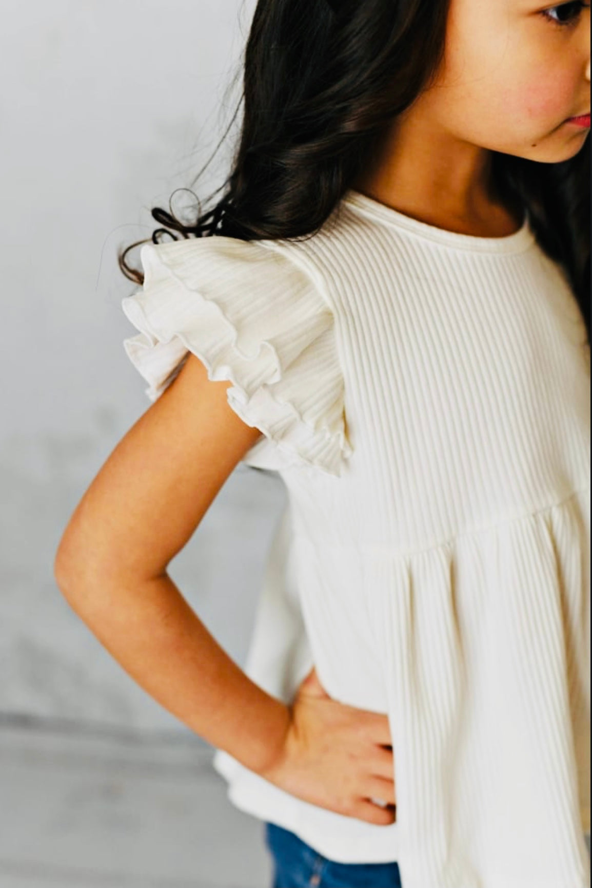 Girls Double Ruffle Flutter Sleeve Shirt
