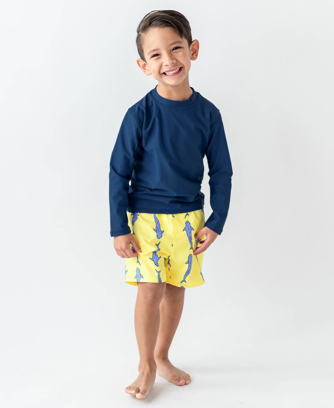 RuffleButts + RuggedButts - Boys Jawsome Shark Swim Trunks