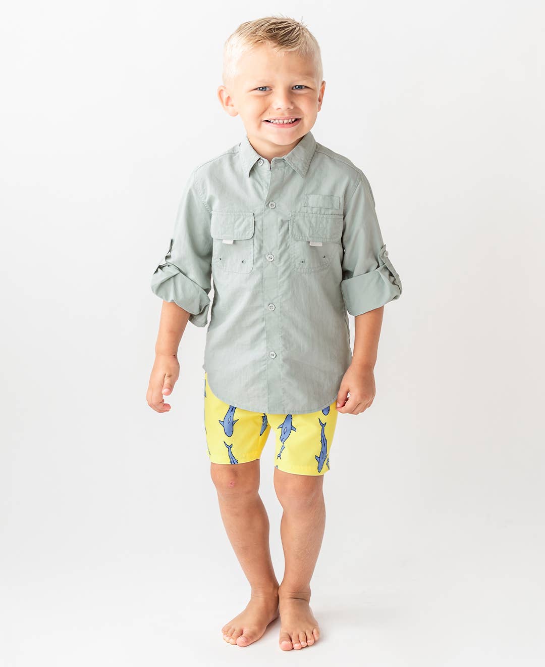 RuffleButts + RuggedButts - Boys Jawsome Shark Swim Trunks