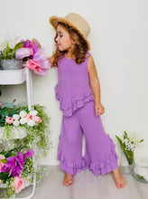 Load image into Gallery viewer, Just Being Cute Lilac Ruffle Pants Set
