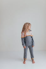 Load image into Gallery viewer, Adorable Sweetness - Kids Gray &amp; Mustard Flower Hoodie Sweat Pant Loungewear Set
