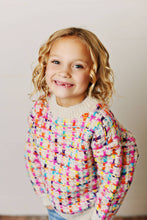 Load image into Gallery viewer, Adorable Sweetness - Kids Rainbow Colored Knit Texture Crew Neck Fall Sweater
