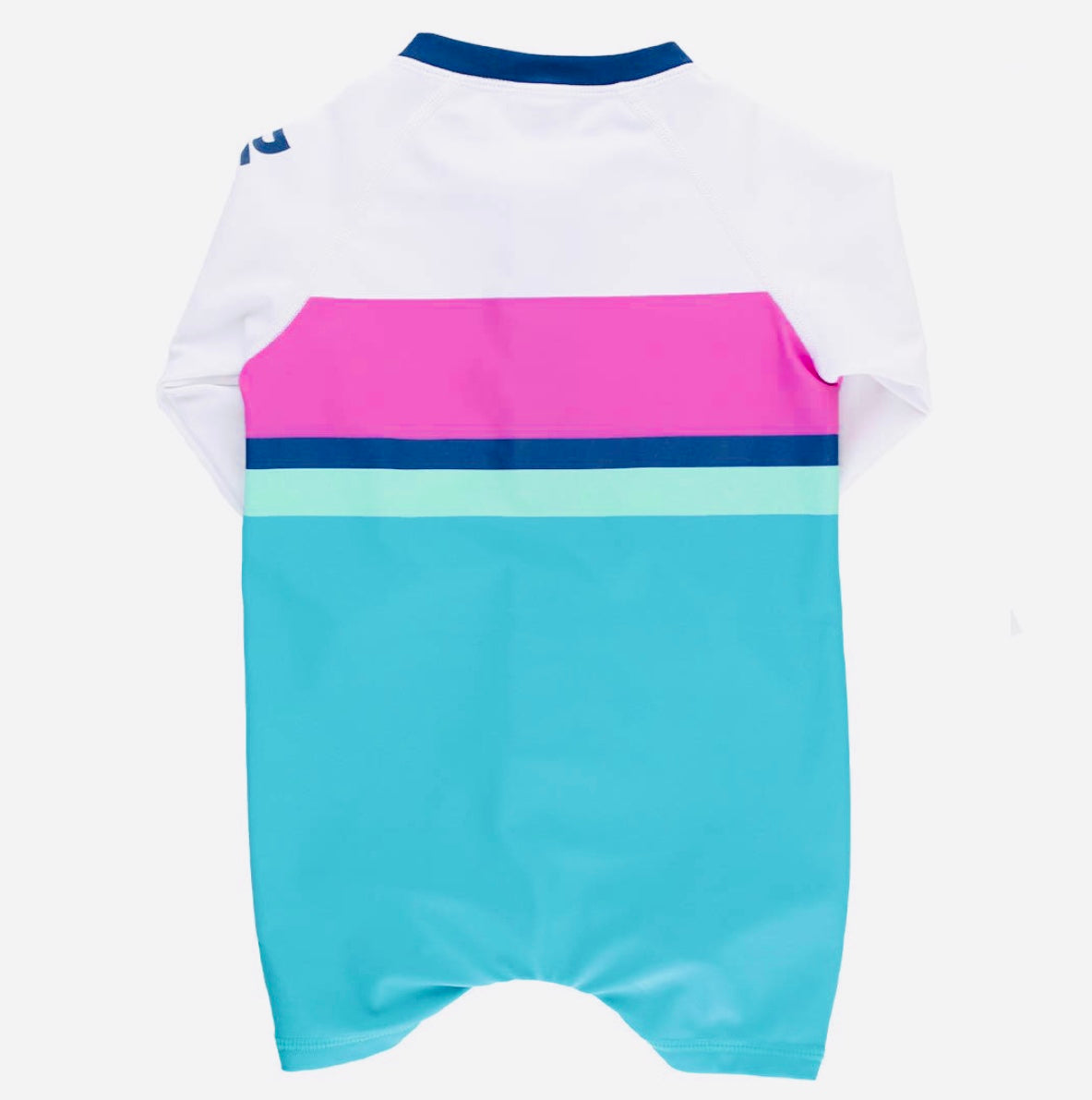 Boys Aqua Color Block Long Sleeve One Piece Rash Guard