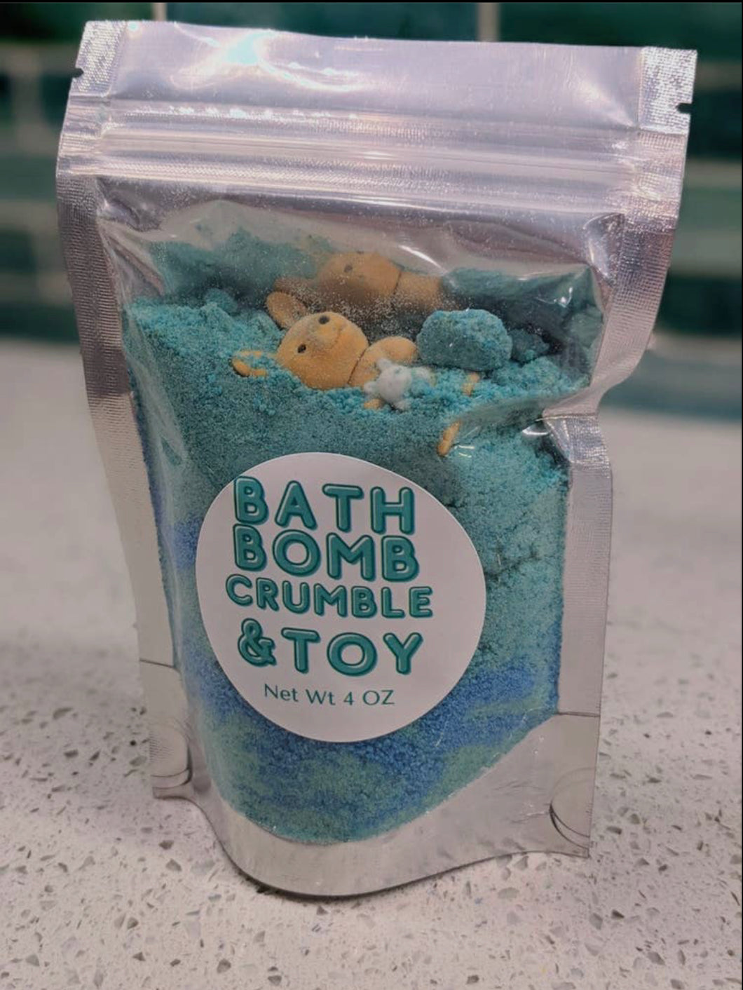 Kid’s Bath Bomb Crumble & Toy- GREEN/BLUE - Caribbean Crush
